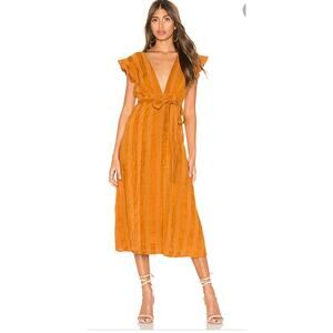 Revolve Line & Dot Bryn deep v neck dress in Golden Mustard S